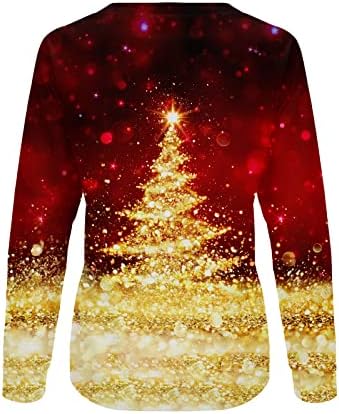 צמרות חג המולד של נשים צבי חמוד מודפסות חולצות שרוול ארוך סוודר סווטשירט סווטשירט סווטשירט רופף חולצה