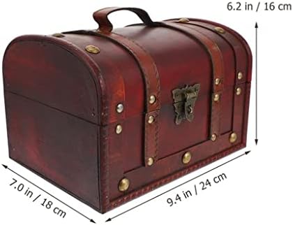 WSSBK אוצר חזה וינטג 'קופסת אחסון מעץ מארגן בסגנון עתיק לתיבה תיבת תכשיטים ביתיים