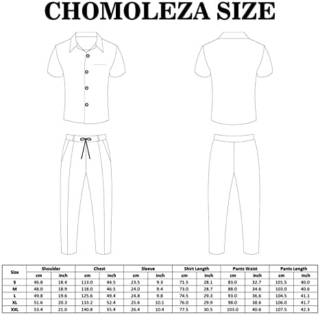 חולצת חתיכות של Chomoleza לגברים הגדרת כפתור שרוול קצר מטה מכנסי חוף מכנסיים