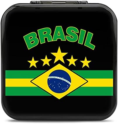 ברזיל דגל משחק כרטיס מקרה עמיד הלם משחק כרטיס אחסון מחזיק 12 חריצי אחסון מגן תיבת תואם עם מתג משחקים
