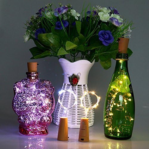 סט של Dreamworth של 12 אורות פקק בקבוק יין - 39 אינץ '/1 מ' 20 אורות חוט כסף LED מיתרים נורות LED כוכבות
