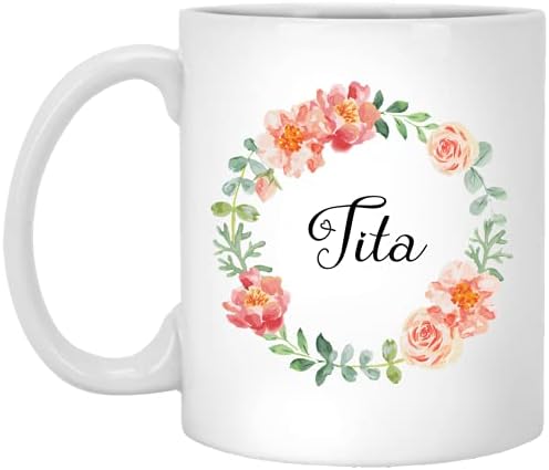 טיטה ספל - הטוב ביותר טיטה קפה כוס-טיטה מתנה עבור אמא של יום - טיטה בצבעי מים פרח קפה ספל-אמא של יום