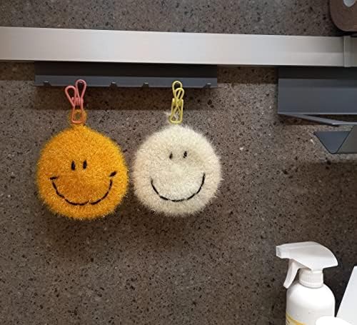 סט Msglobal של 3 חיוך פנים כלים מבד כלים אקריליות מגרדים ספוגי ניקוי איכותיים פרימיום למטבח)