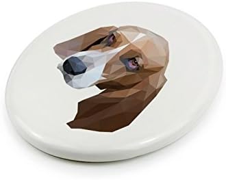 באסט כלבם, מצבה קרמיקה לוח עם תמונה של כלב, גיאומטרי