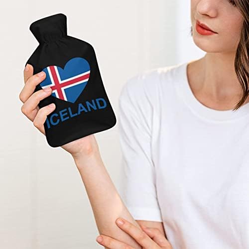 אוהב איסלנד בקבוק מים חמים עם כיסוי רך שקית מים חמים לרגליים ידניות כתף צוואר חמה יותר