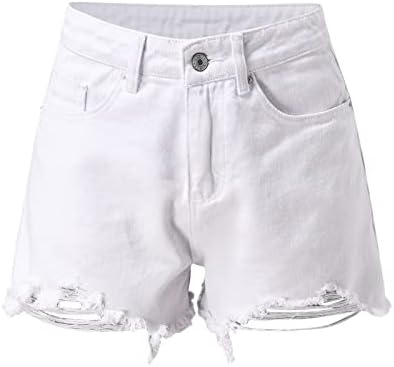 מכנסיים קצרים של ג'ינס קיץ מכנסיים שופרים במצוקה מותניים גבוהים מכנסיים חמים קרעו מכנסי ג'ינס מוצקים מסיבת מכנסיים