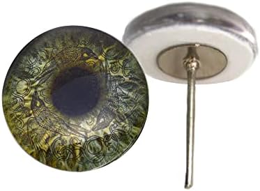 מרווה ירוק ויקינג רייבן זכוכית עיניים עיניים על סיכת תיל עמדות עין זכוכית עבור מלאכת פו מיסוי
