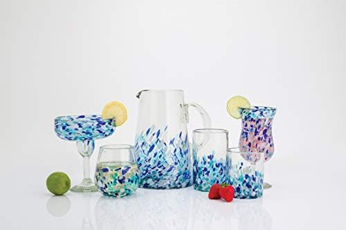 Amici Home Bahia Highball Wating Glass, 16 אונקיות נוזליות, ombre כחול לבן