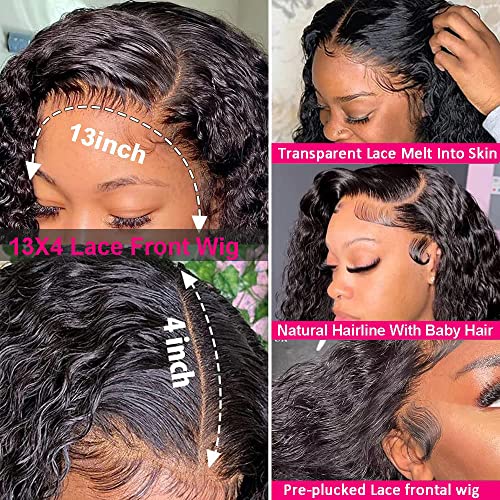 פאות ורוויקי רטובות וגליות לשיער אדם לנשים שחורות, 13 על 4 פאות קדמיות תחרה מתולתלות שיער אדם