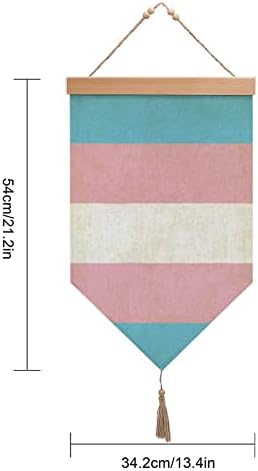 Nudquio וינטג 'דגל טרנסג'נדרי כותנה פשתן תלייה דגל קיר שלט קיר תמונה לקישוט מרפסת גן ביתי