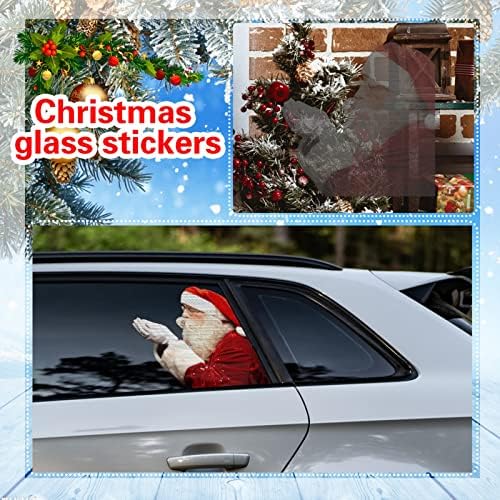 מדבקות חלון רכב של סנטה חצי דבקות חלון מכונית לחג המולד מדבקות לחג לחג קישוט נופש נייר עצמיות