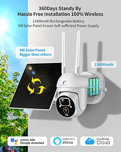 P Panoraxy 2.5K 4MP מצלמת אבטחה סולארית אלחוטית אלחוטית חיצונית 360 ° תצוגה 2.4 גרם WiFi Home PTZ מצלמה, צבע