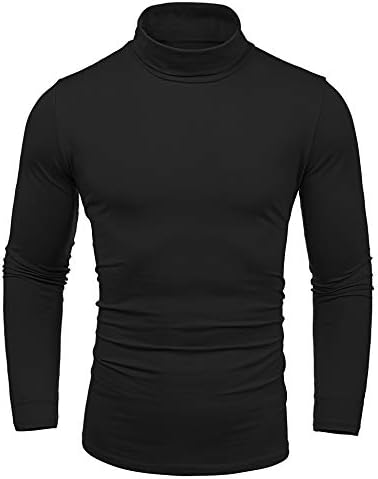 חולצות סוודר מזדמנים תרמיות בסיסיות עם שרוול ארוך בכושר דק חולצת גולף לגברים