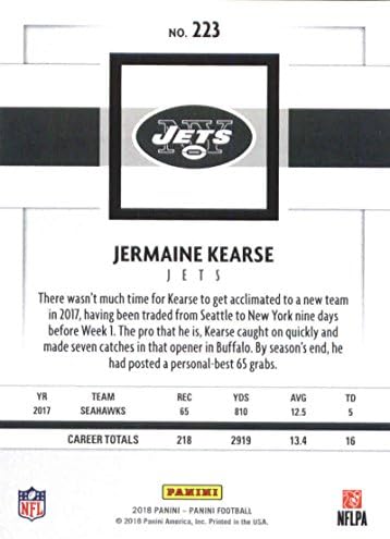2018 Panini NFL כדורגל 223 Jermaine Kearse New York Jets כרטיס מסחר רשמי