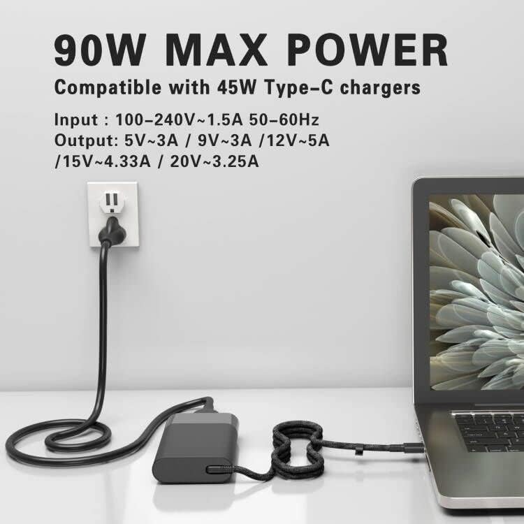 החלפה ל- 90W 65W HP HP USB C מטען ניידדים עבור HP Specter X360 EliteBook TPN-DA08 904082-003 904144-850 ADP-90FE