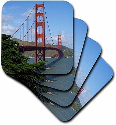 3drose LLC גשר גולד גשר סן פרנסיסקו רכבת, רך, סט של 8