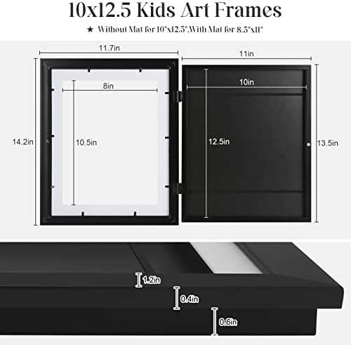 מסגרות אמנות לילדים, 10x12.5 קדמי פתיחה קדמית מסגרות יצירות אמנות משתנות, מציג 8.5x11 עם מחצלת ו -10x12.5
