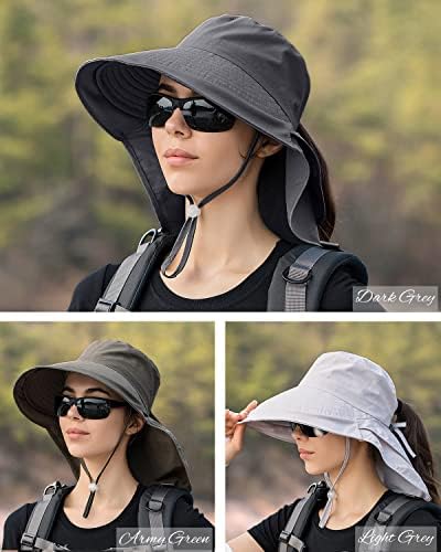 3 חבילות נשים קוקו קוקו כובע שמש עם דש צוואר רחב שולי UV הגנה על כובע דלי קיץ חוף קיץ דיג טיולים