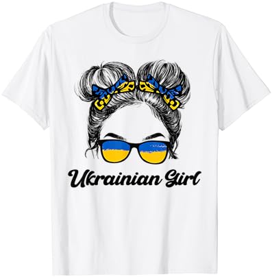 מבולגן שיער משקפי שמש אוקראיני ילדה אוקראינה גאווה פטריוטית חולצה