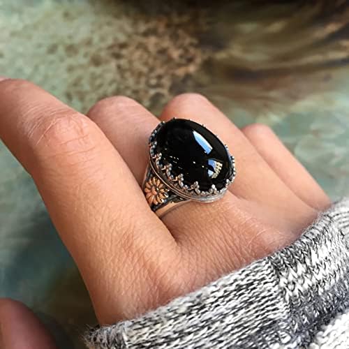 2023 אלגנטי שחור אבן תכשיטי פיסול טבעת תכשיטי עוסק טבעת לנשים תכשיטי עבור בני נוער
