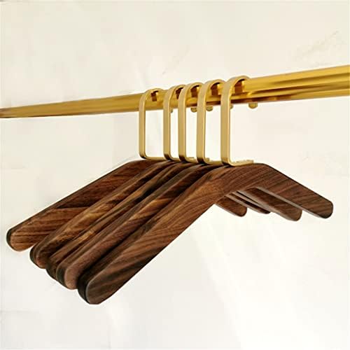 SAWQF קולבי עץ מוצקים ווים פליז חנות בגדים ביתיים תצוגה ארון ארון טיפול מיוחד עם בגדים חלקה של אגוז שחור