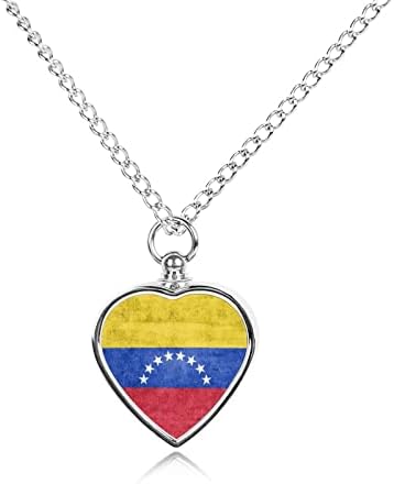 דגל של ונצואלה מודפס לחיות מחמד כד שרשרת עבור אפר לב שריפת גופות תכשיטי זיכרון תליון אפר מחזיק עבור
