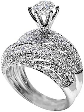 2023 נשים חדשות נוצצות יהלום מלא יהלום כפול סט טבעת הבטחה טבעת סט טבעת זירקוניה טבעת טבעת טבעת