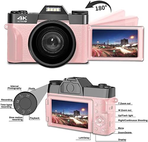 ערכת מצלמה דיגיטלית של אדאלץ 4 ק ג 48 מגה פיקסל לצילום, וולוגינג ליוטיוב עם מסך הפוך, וויי-פיי, עדשה