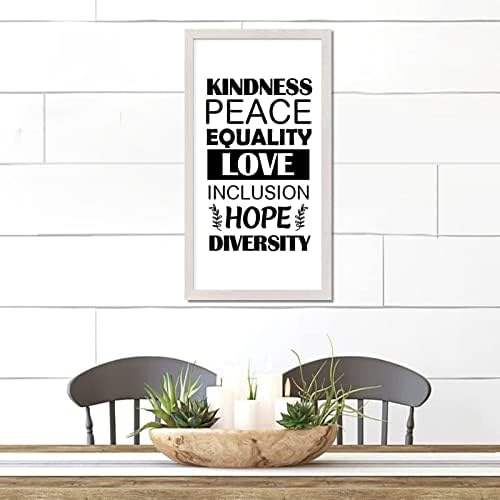 22x12in שלט עץ ממוסגר אמירה חיובית אומרת נושא נושאי נושאים שוויון שוויון אהבה הכללה תקווה גיוון ציטוטים דתיים