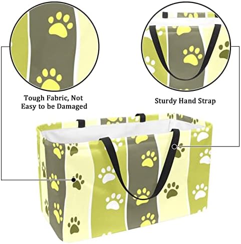 שקיות מכולת לשימוש חוזר של RATGDD דפוס כפה של חתול דפוס פחי אחסון גדולים הניתנים לניתן לתיק קניות סל קניות