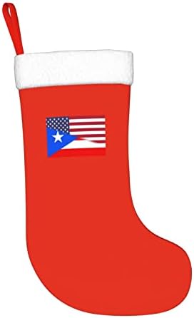 דגל ודגל אמריקאי של גרבי חג המולד של פורטו ריקו, מתנות למסיבות חג חג המולד לקישוטי חג משפחתיים 18 אינץ '
