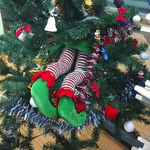 Haijinya שדון חג המולד רגליים מלאות עץ תקוע קישוט עליון לחג חג המולד קישוטי מסיבת קישוט חיצוני מקורה