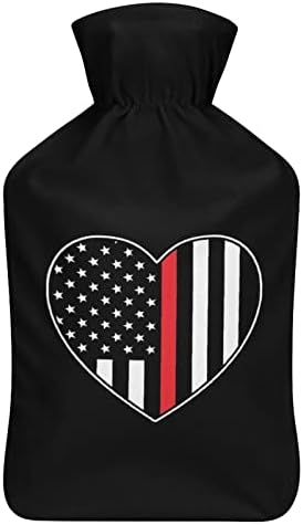 כבאי קו דק דגל אמריקה דגל לב שקית מים חמים עם כיסוי קצר בכיסוי גומי בקבוקי מים חמים