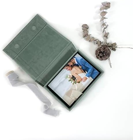 קופסת תמונות קטיפה בעבודת יד לתמונות, 4 x 6 אינץ 'חתונה מזכרת זיכרונות מארז אחסון - קופסת תכשיטים של מלאכת