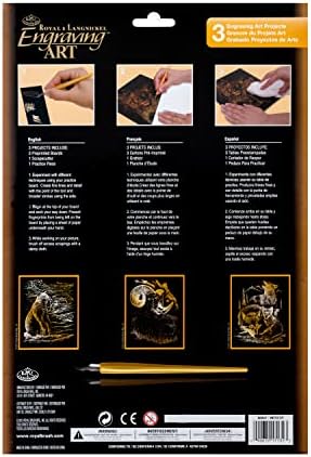 Royal & Langnickel Foil Engraving ערכת אמנות ערכת ערך חבילה 8.75 x11.5, זהב - גריזלי דובים, ראמס