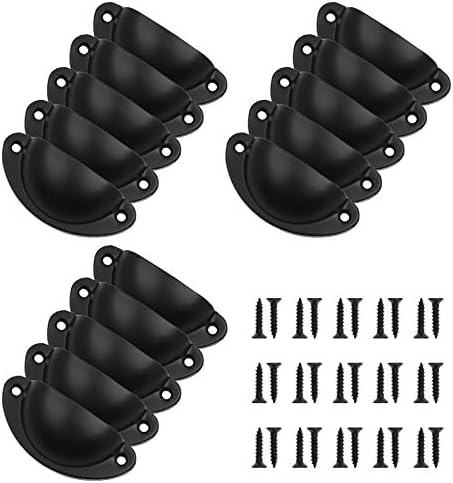 KYUIONTY 15 יחידות עתיקות ידיות משיכה שחורות משוך ידית כוס מתכת משיכה מרכזי חור 2.5 אינץ ', ידית