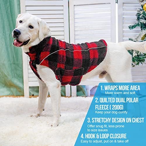 פוצ ' י כלב חורף מעיל, חם מעיל לכלבים-דו צדדי פליס קר מזג אוויר כלב רעיוני מעילי בינוני גדול כלב