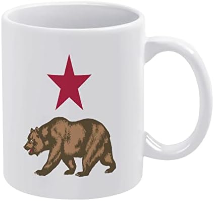 קליפורניה דוב ואדום כוכב הדפסת ספל קפה כוס קרמיקה תה כוס מצחיק מתנה עבור משרד בית נשים גברים 11 עוז