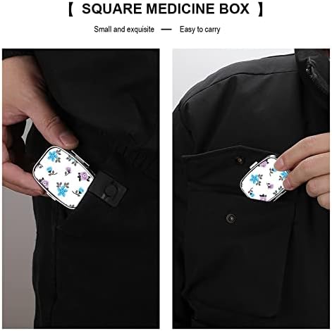 גלולת ארגונית תיבת כחול פרחי גלולת מיכל נייד יומי גלולת מקרה מחזיק רפואת תיבת אחסון 2. 2 * 1.6 אינץ