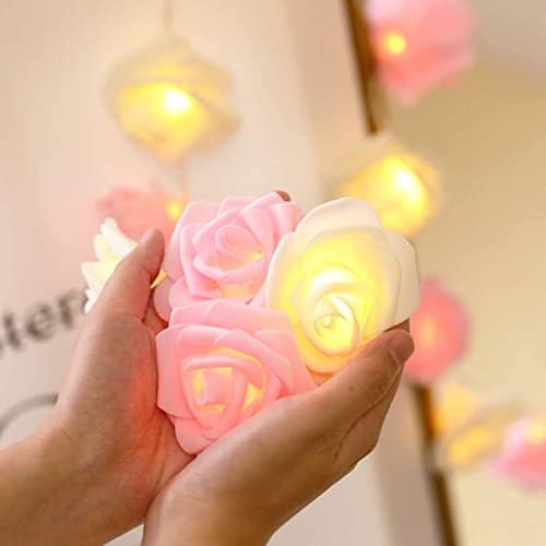 אורות מיתרי פרחי ורד LED, 3M 20 סוללה המופעלת על סוללה פרח רומנטי רוז פיות מנורה אור חיצונית ליום