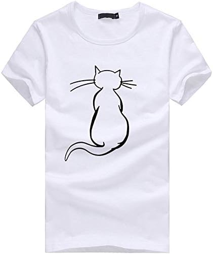 לעבוד חולצות נשים מקרית חתול שרוול בתוספת חולצות הדפסת טיז נשים גודל קצר חולצה חולצה בנות נשים אימון