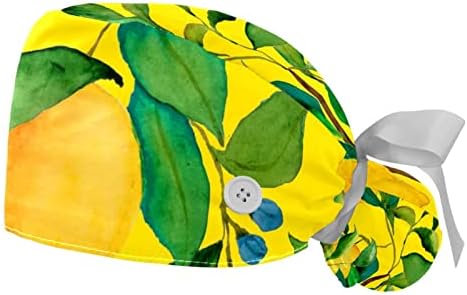 2 יחידות כובע עבודה עם כפתור סרט כפתור קשירה לאחור של כובעי קוקו קוקו צהוב ציפורים לנשים