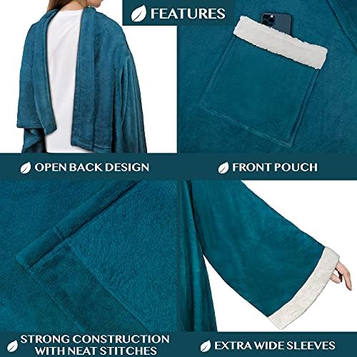 Pavilia Deluxe Gleece שמיכה עם שרוולים לנשים גברים מבוגרים, שמיכה לבישה חמה נעימה, שרוולים רכים