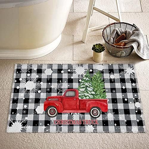 אמבטיה שטיח לאמבטיה, אדום משאית עם שחור לבן משובץ, החלקה רחיץ אמבטיה מחצלת, מים סופג