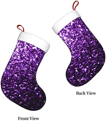 Yilequan 18 אינץ 'גרבי חג המולד גרביים קלאסיים, נצנצים סגולים יפהפיים, לקישוטים למסיבות חג מולד