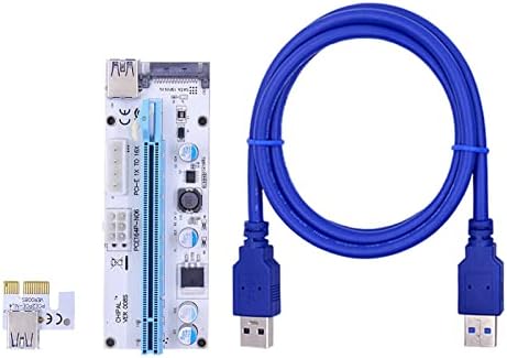 SUTK 100 pcs LED 008S PCI-E Riser Card PCI Express 1X עד 16X 60 סמ USB ​​3.0 כבל 4PIN 6PIN כוח SATA 15 PIN