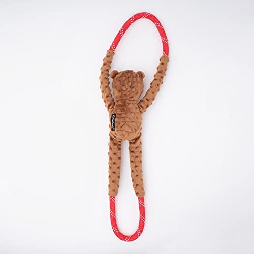 Zippypaws - Ropetugz Valentine's Love Love Bear צעצוע כלב - חבל עמיד, צעצוע לעיסה חריק, מושלם למשיכת