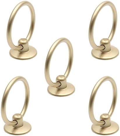 JersviMC 5 יחידות משיכות טבעת זהב מושכות, טבעת פליז ידיות טבעת טיפה ידיות טבעת יחידות חור יחיד מושכות