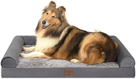 מסה לימון מיטת כלבים גדולה במיוחד, מיטת כלבים רחיץ עם כיסוי נשלף, מיטת כלבים אורטופדית, מיטת
