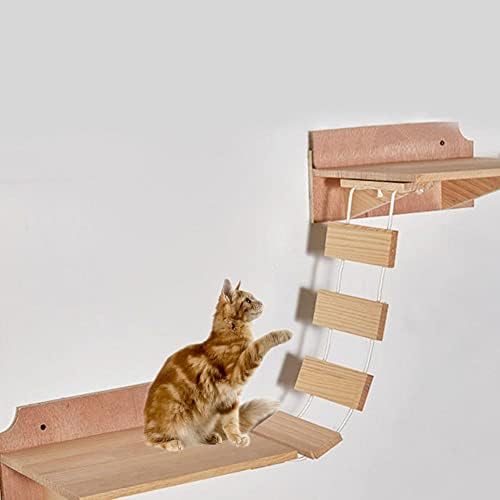 חתול גשר טיפוס מסגרת עץ לחיות מחמד חתול עץ בית מיטת ערסל סיסל גרוד חתול עמיד ריהוט חתול צעצוע קיר רכוב